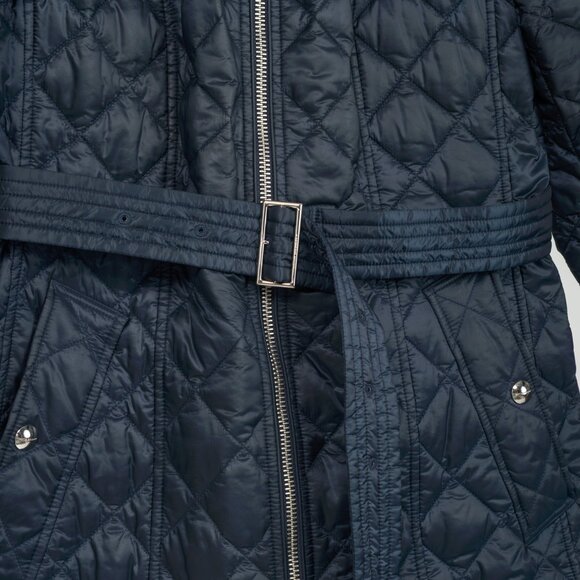 Burberry Baughton Navy Belted Hooded Quilted Coat - Picture 8 of 16